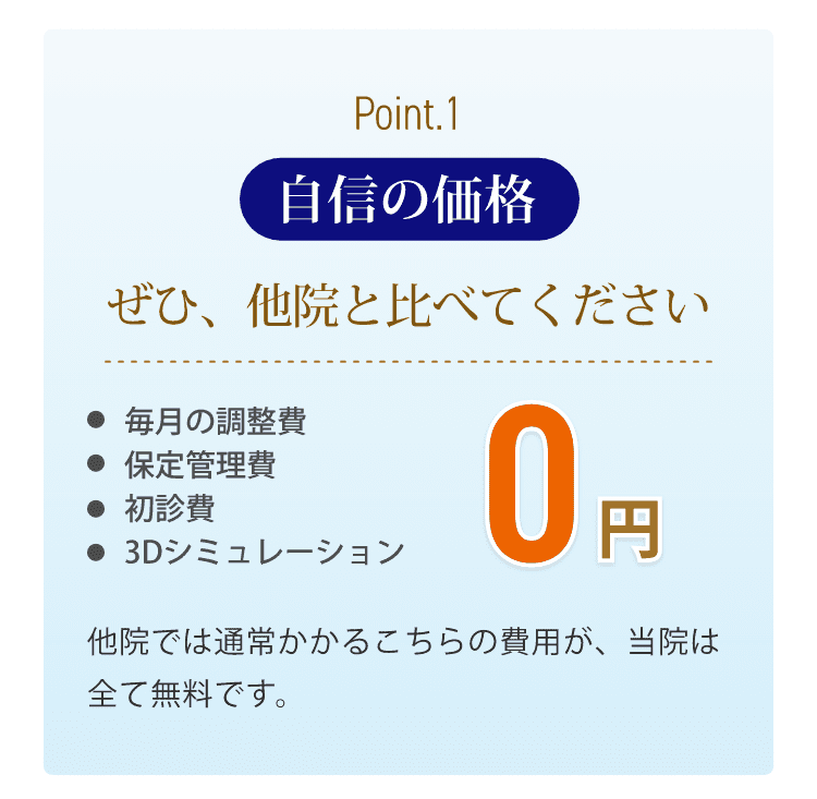 Point1 自信の価格 ぜひ、他院と比べてください